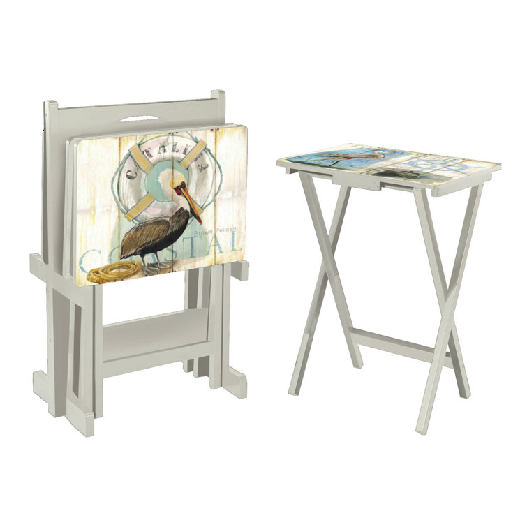 Evergreen Enterprises Inc Shore Birds Wood TV Tray Table Set with